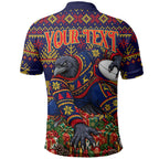 Personalized Adelaide Football Christmas Polo Shirt Australian Football Mascot - Ugly Xmas Pattern Festive
