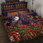Personalized Adelaide Football Christmas Quilt Bed Set Australian Football Mascot - Ugly Xmas Pattern Festive