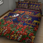 Personalized Adelaide Football Christmas Quilt Bed Set Australian Football Mascot - Ugly Xmas Pattern Festive