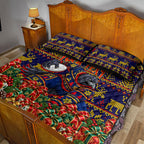 Personalized Adelaide Football Christmas Quilt Bed Set Australian Football Mascot - Ugly Xmas Pattern Festive