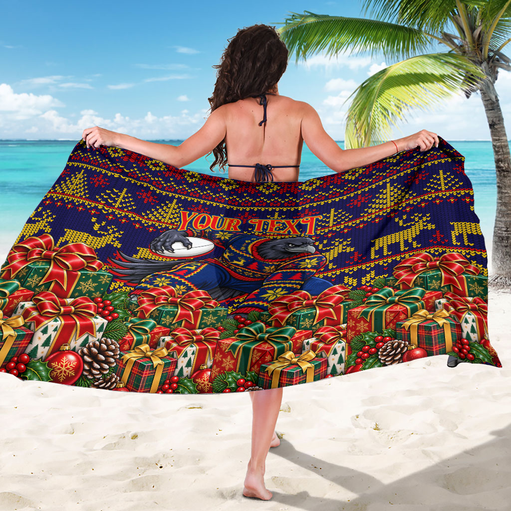 Personalized Adelaide Football Christmas Sarong Australian Football Mascot - Ugly Xmas Pattern Festive