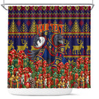 Personalized Adelaide Football Christmas Shower Curtain Australian Football Mascot - Ugly Xmas Pattern Festive