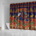 Personalized Adelaide Football Christmas Shower Curtain Australian Football Mascot - Ugly Xmas Pattern Festive