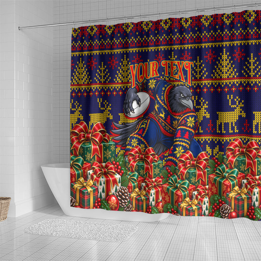 Personalized Adelaide Football Christmas Shower Curtain Australian Football Mascot - Ugly Xmas Pattern Festive