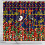 Personalized Adelaide Football Christmas Shower Curtain Australian Football Mascot - Ugly Xmas Pattern Festive