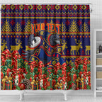 Personalized Adelaide Football Christmas Shower Curtain Australian Football Mascot - Ugly Xmas Pattern Festive