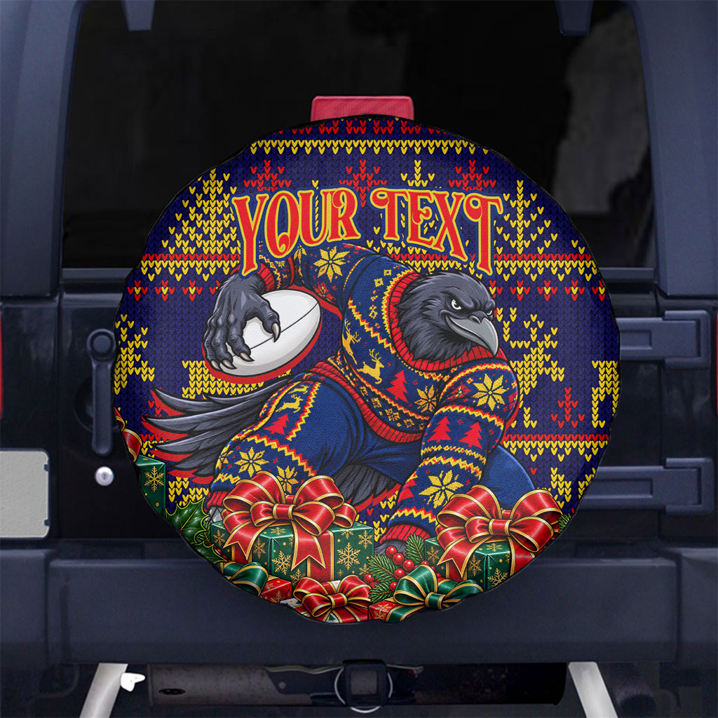 Personalized Adelaide Football Christmas Spare Tire Cover Australian Football Mascot - Ugly Xmas Pattern Festive