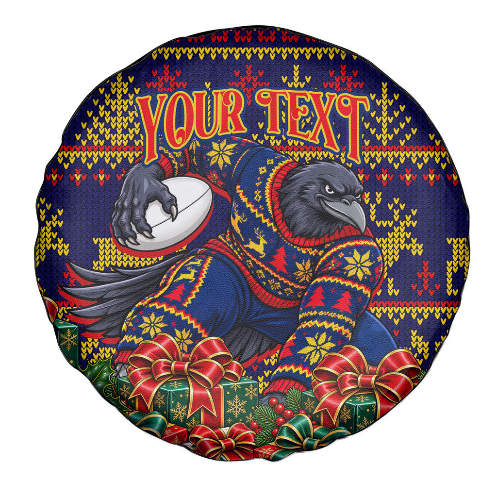 Personalized Adelaide Football Christmas Spare Tire Cover Australian Football Mascot - Ugly Xmas Pattern Festive