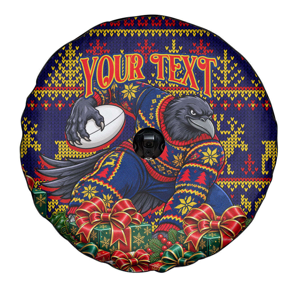 Personalized Adelaide Football Christmas Spare Tire Cover Australian Football Mascot - Ugly Xmas Pattern Festive
