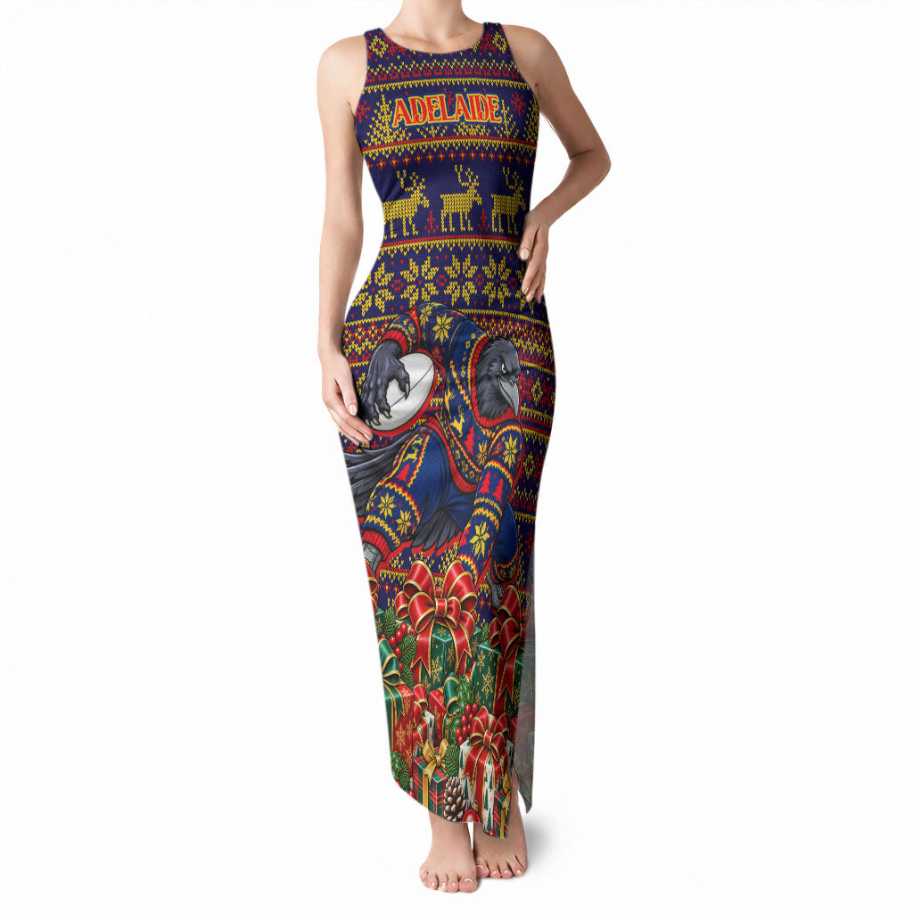 Personalized Adelaide Football Christmas Tank Maxi Dress Australian Football Mascot - Ugly Xmas Pattern Festive
