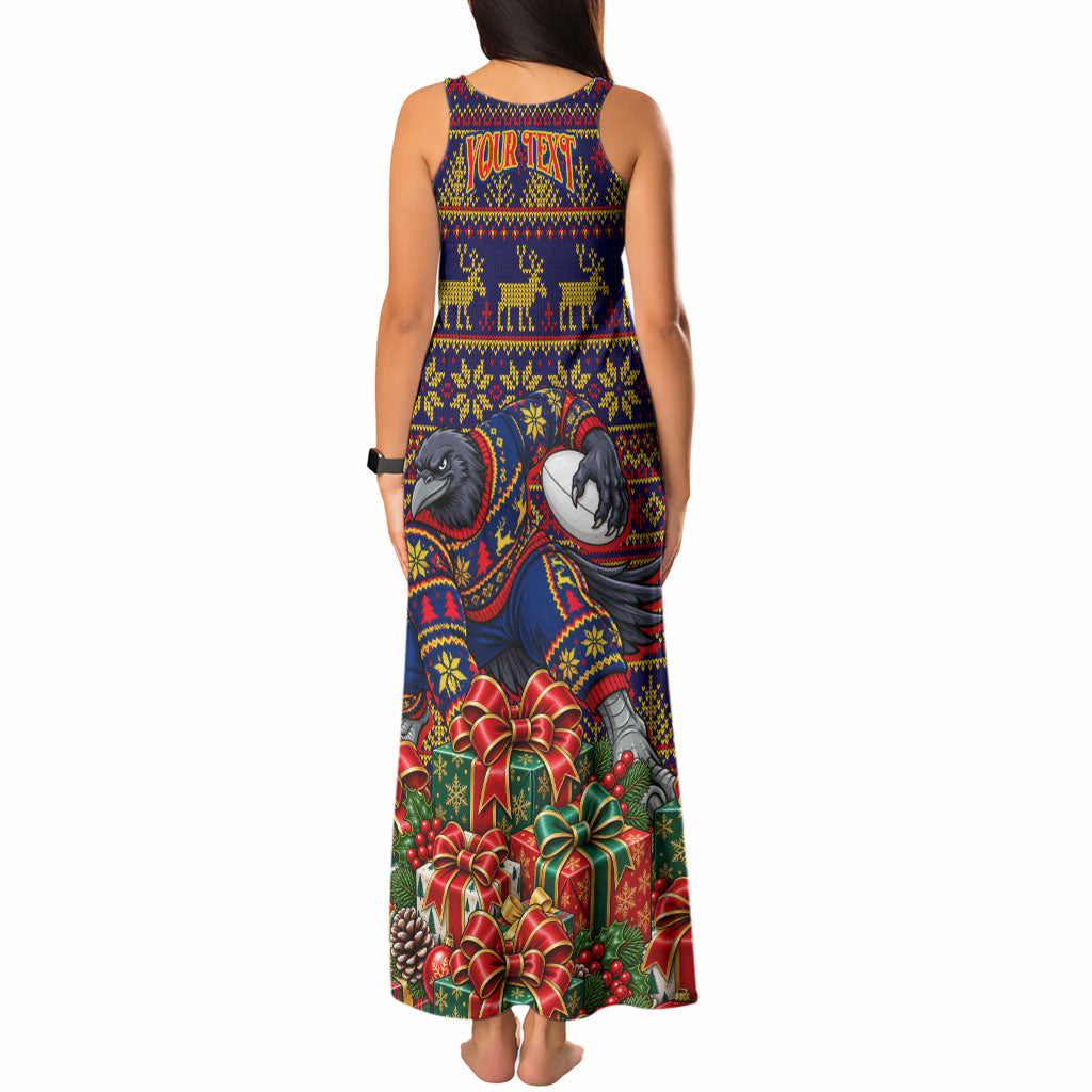 Personalized Adelaide Football Christmas Tank Maxi Dress Australian Football Mascot - Ugly Xmas Pattern Festive
