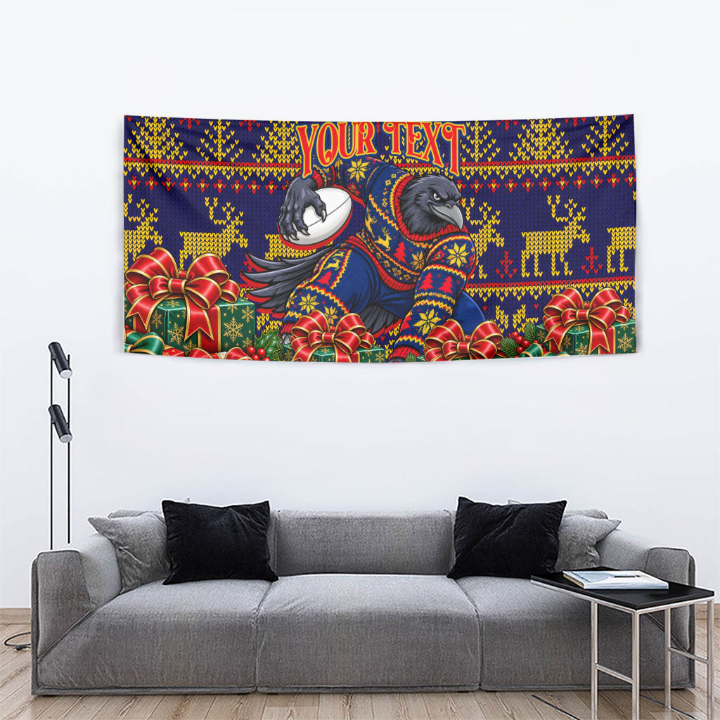 Personalized Adelaide Football Christmas Tapestry Australian Football Mascot - Ugly Xmas Pattern Festive