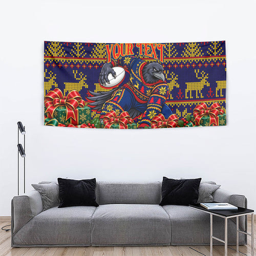 Personalized Adelaide Football Christmas Tapestry Australian Football Mascot - Ugly Xmas Pattern Festive