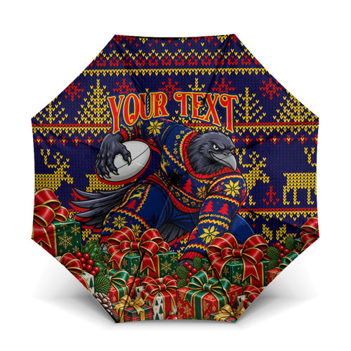 Personalized Adelaide Football Christmas Umbrella Australian Football Mascot - Ugly Xmas Pattern Festive