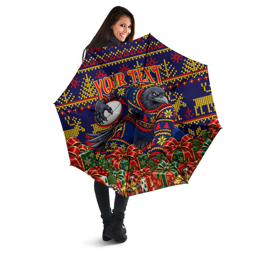 Personalized Adelaide Football Christmas Umbrella Australian Football Mascot - Ugly Xmas Pattern Festive