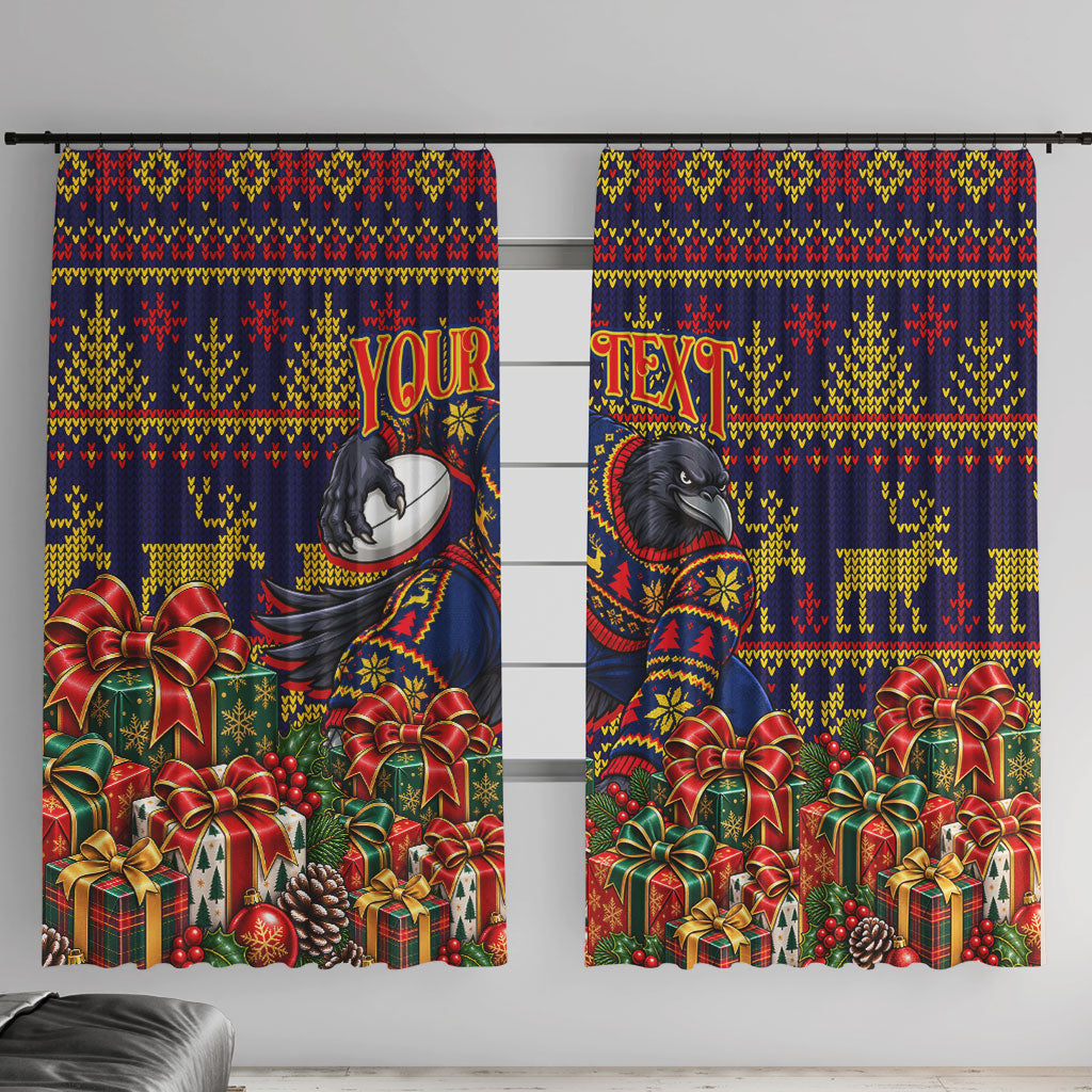 Personalized Adelaide Football Christmas Window Curtain Australian Football Mascot - Ugly Xmas Pattern Festive