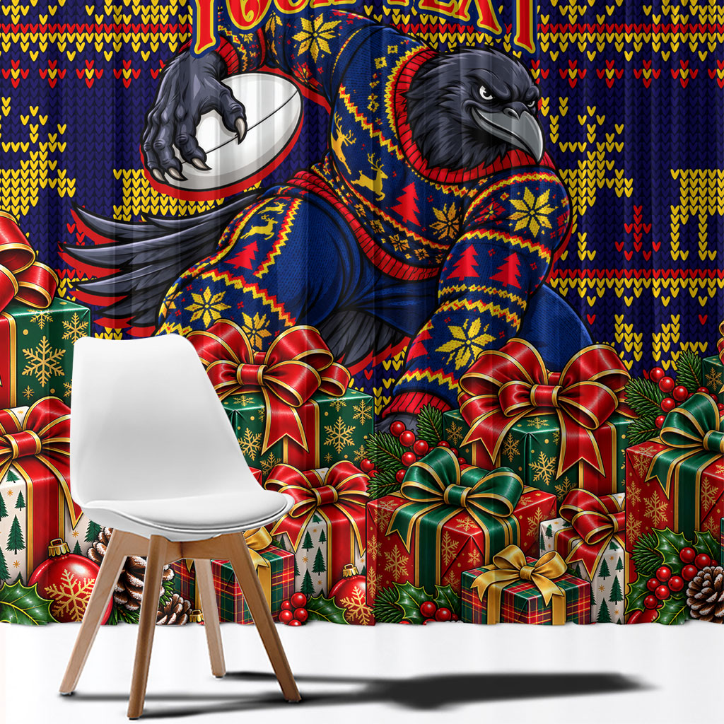 Personalized Adelaide Football Christmas Window Curtain Australian Football Mascot - Ugly Xmas Pattern Festive