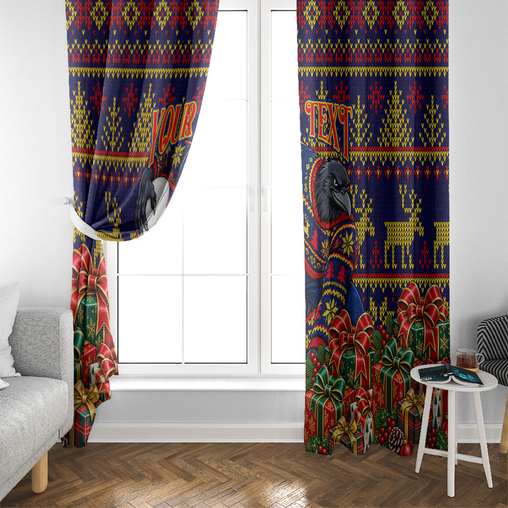 Personalized Adelaide Football Christmas Window Curtain Australian Football Mascot - Ugly Xmas Pattern Festive