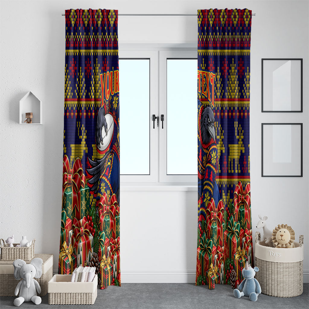 Personalized Adelaide Football Christmas Window Curtain Australian Football Mascot - Ugly Xmas Pattern Festive