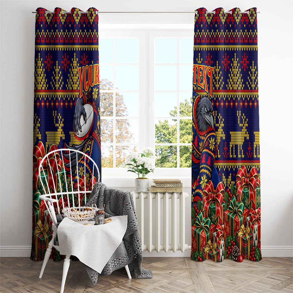 Personalized Adelaide Football Christmas Window Curtain Australian Football Mascot - Ugly Xmas Pattern Festive