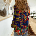 Personalized Adelaide Football Christmas Women Casual Shirt Australian Football Mascot - Ugly Xmas Pattern Festive