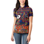 Personalized Adelaide Football Christmas Women Polo Shirt Australian Football Mascot - Ugly Xmas Pattern Festive