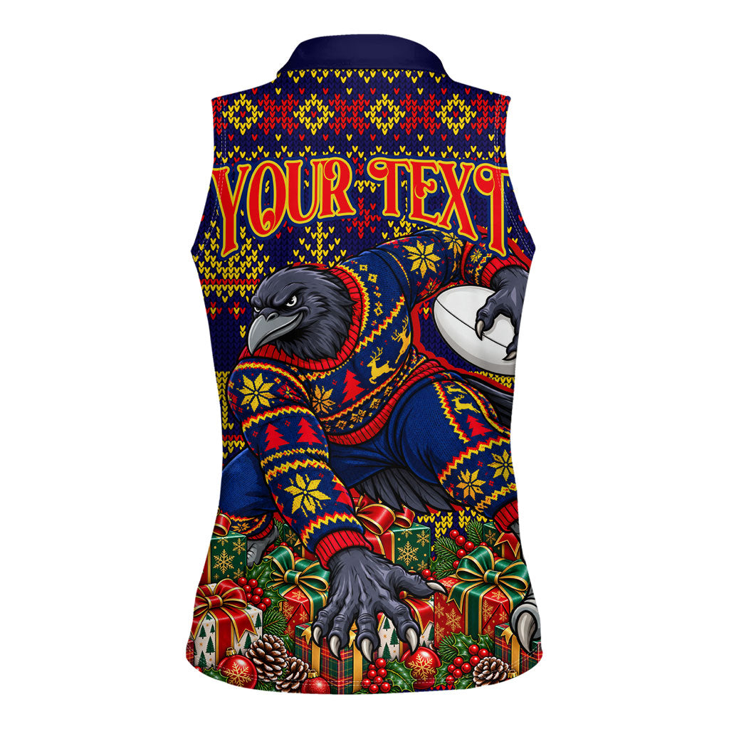 Personalized Adelaide Football Christmas Women Sleeveless Polo Shirt Australian Football Mascot - Ugly Xmas Pattern Festive