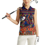 Personalized Adelaide Football Christmas Women Sleeveless Polo Shirt Australian Football Mascot - Ugly Xmas Pattern Festive