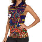 Personalized Adelaide Football Christmas Women Sleeveless Polo Shirt Australian Football Mascot - Ugly Xmas Pattern Festive