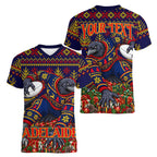 Personalized Adelaide Football Christmas Women V-Neck T-Shirt Australian Football Mascot - Ugly Xmas Pattern Festive