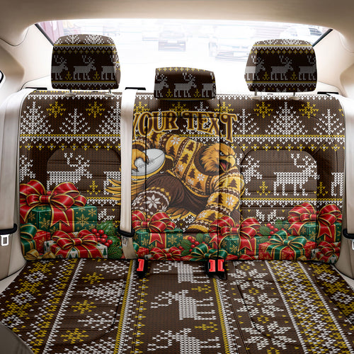 Personalized Hawks Football Christmas Back Car Seat Cover Australian Football Mascot - Ugly Xmas Pattern Festive