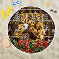 Personalized Hawks Football Christmas Beach Blanket Australian Football Mascot - Ugly Xmas Pattern Festive