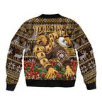 Personalized Hawks Football Christmas Bomber Jacket Australian Football Mascot - Ugly Xmas Pattern Festive
