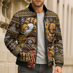 Personalized Hawks Football Christmas Bomber Puffer Jacket Australian Football Mascot - Ugly Xmas Pattern Festive