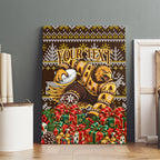 Personalized Hawks Football Christmas Canvas Wall Art Australian Football Mascot - Ugly Xmas Pattern Festive