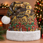 Hawks Football Christmas Santa Hat Australian Football Mascot - Ugly Xmas Pattern Festive