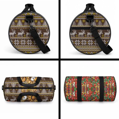 Personalized Hawks Football Christmas Duffle Bag Australian Football Mascot - Ugly Xmas Pattern Festive