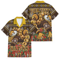 Personalized Hawks Football Christmas Family Matching Off Shoulder Maxi Dress and Hawaiian Shirt Australian Football Mascot - Ugly Xmas Pattern Festive
