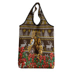 Personalized Hawks Football Christmas Grocery Bag Australian Football Mascot - Ugly Xmas Pattern Festive
