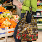 Personalized Hawks Football Christmas Grocery Bag Australian Football Mascot - Ugly Xmas Pattern Festive