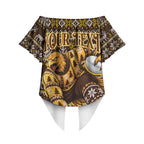 Personalized Hawks Football Christmas Off Shoulder Wrap Waist Top Australian Football Mascot - Ugly Xmas Pattern Festive