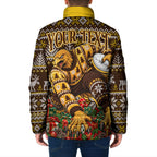 Personalized Hawks Football Christmas Padded Jacket Australian Football Mascot - Ugly Xmas Pattern Festive