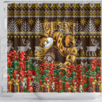 Personalized Hawks Football Christmas Shower Curtain Australian Football Mascot - Ugly Xmas Pattern Festive