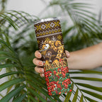 Personalized Hawks Football Christmas Skinny Tumbler Australian Football Mascot - Ugly Xmas Pattern Festive