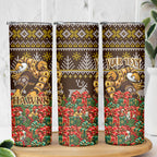 Personalized Hawks Football Christmas Skinny Tumbler Australian Football Mascot - Ugly Xmas Pattern Festive