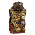 Personalized Hawks Football Christmas Sleeveless Zip Hoodie Australian Football Mascot - Ugly Xmas Pattern Festive