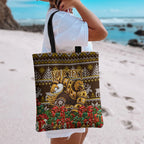 Personalized Hawks Football Christmas Tote Bag Australian Football Mascot - Ugly Xmas Pattern Festive