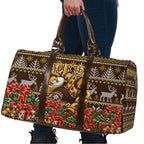 Personalized Hawks Football Christmas Travel Bag Australian Football Mascot - Ugly Xmas Pattern Festive