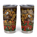 Personalized Hawks Football Christmas Tumbler Cup Australian Football Mascot - Ugly Xmas Pattern Festive