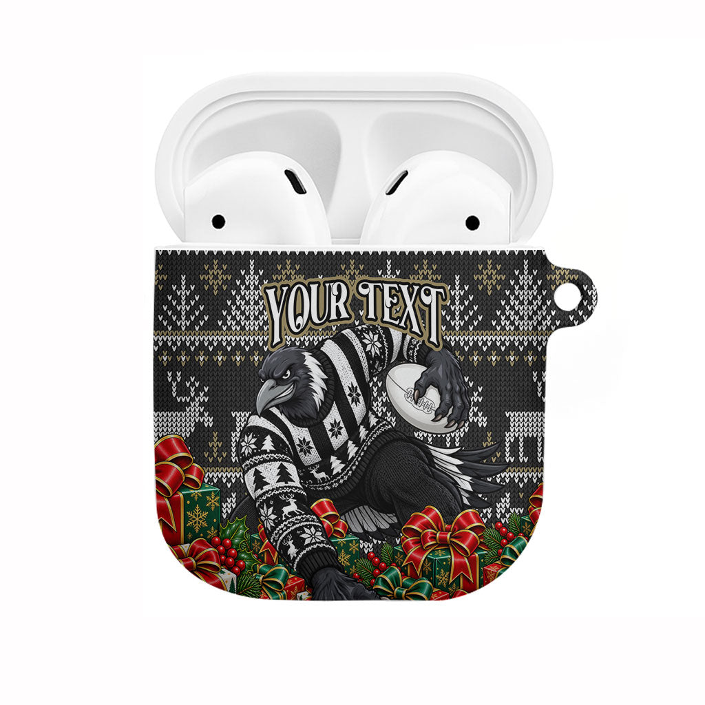 Personalized Magpies Football Christmas AirPods Case Australian Football Mascot - Ugly Xmas Pattern Festive